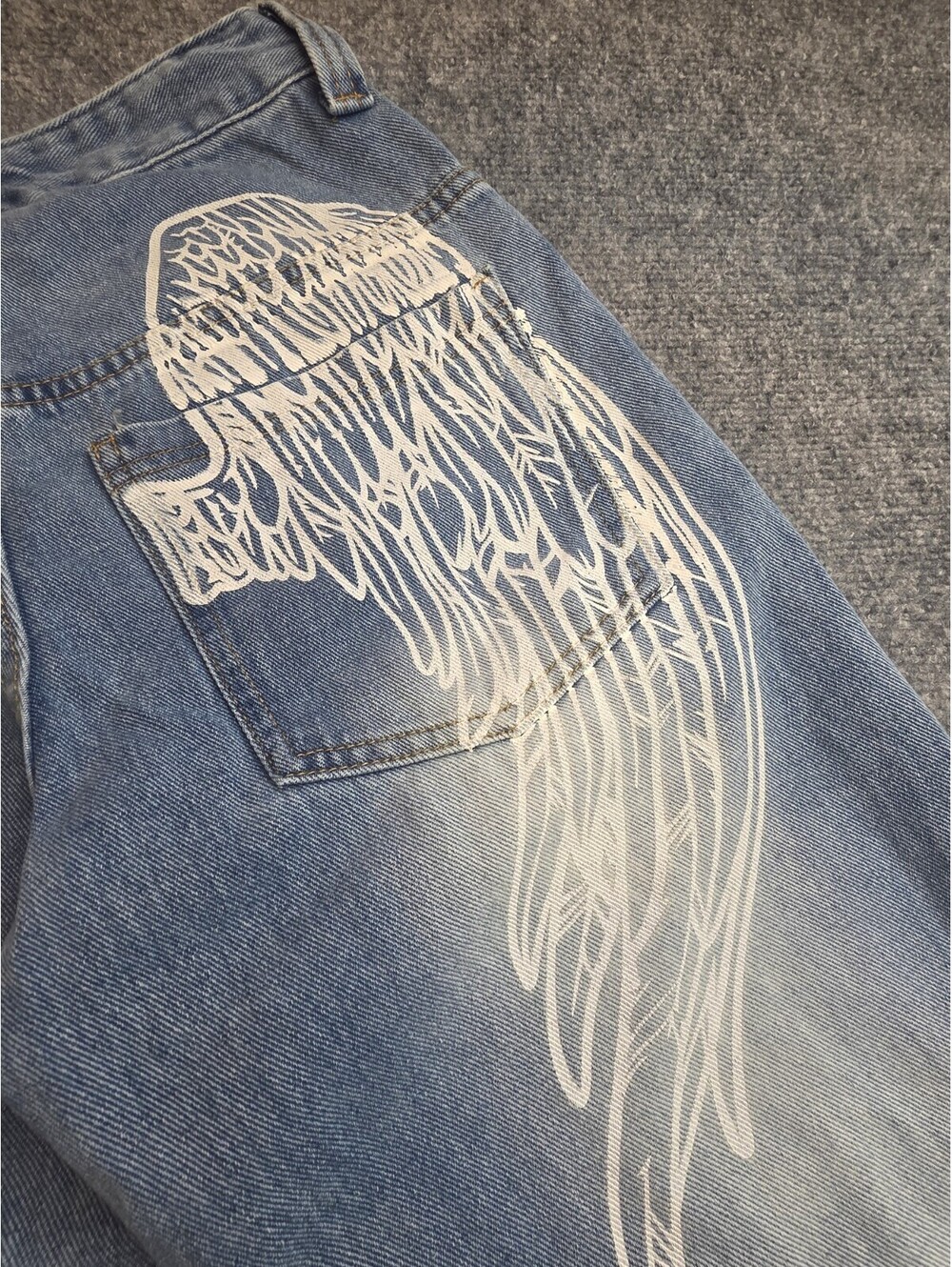 Disclosure Angel Wing Jeans Womens 5/27 Light Wash Wide Leg Y2K Skater Grunge - Picture 5 of 9